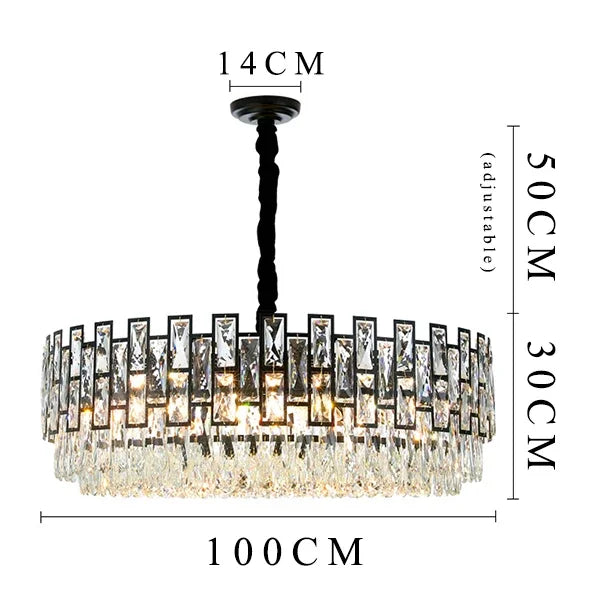 Black Crystal LED Chandelier for Living Room, Dining Room, Kitchen, Bedroom