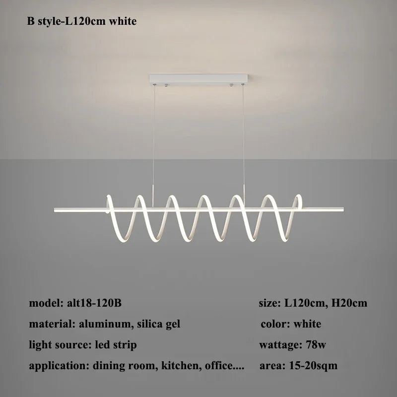 Spiral Aluminum LED Chandeliers by - Modern Design for Dining Room, Bedroom, Kitchen