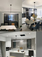 Modern Black Long Tube LED Chandelier for Dining Room, Dimmable Pendant Light