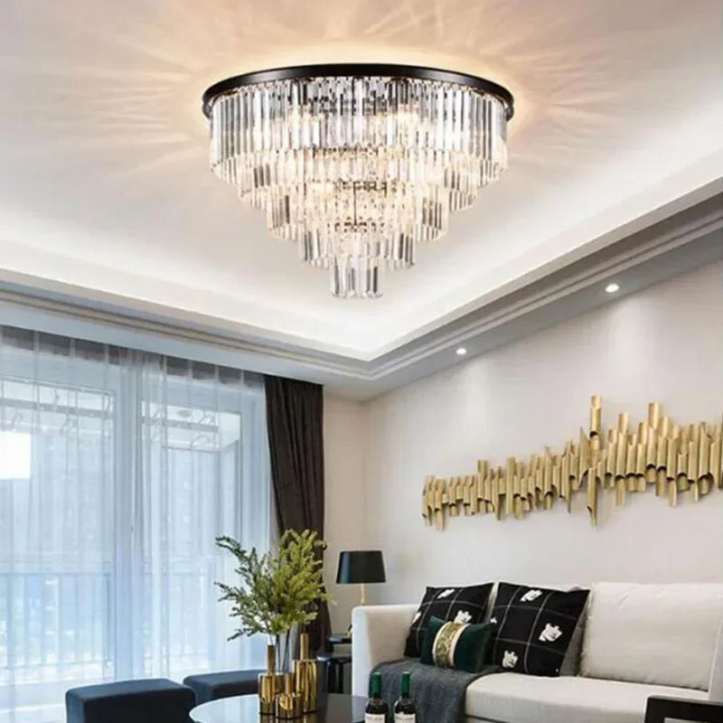 Crystal Flush Ceiling Light: Modern Vintage Bedroom & Hotel Décor