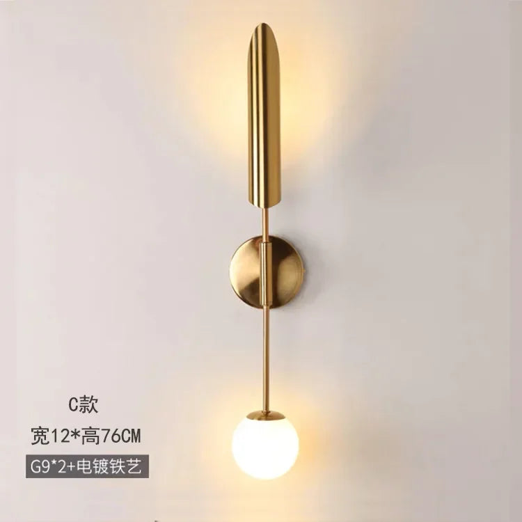 Golden Inclined Tube Wall Lamp for Modern Luxury Living Room Bedroom Décor