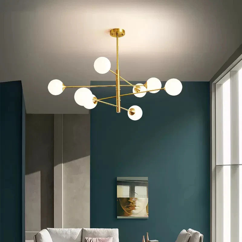 Minimalist Nordic Glass Ceiling Lamp Pendant Light Chandelier for Modern Living Room