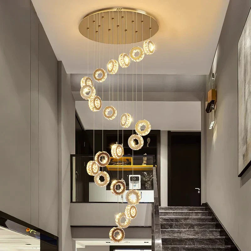 Crystal Chandelier Stair Pendant Lamp Living Room Pendant Lights Interior Lighting