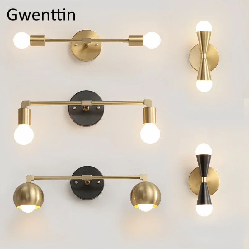 Nordic Gold Copper Wall Sconce for Modern Home Decor - Industrial Luminaire