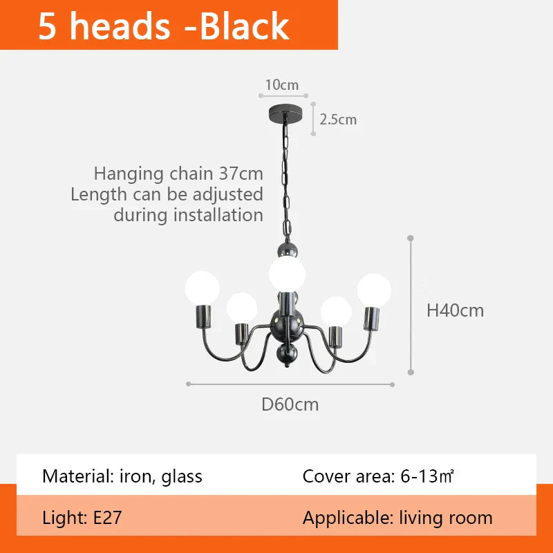 Sphere Chandelier: Modern Medieval Style Pendant Lighting for Living Room and Bedroom