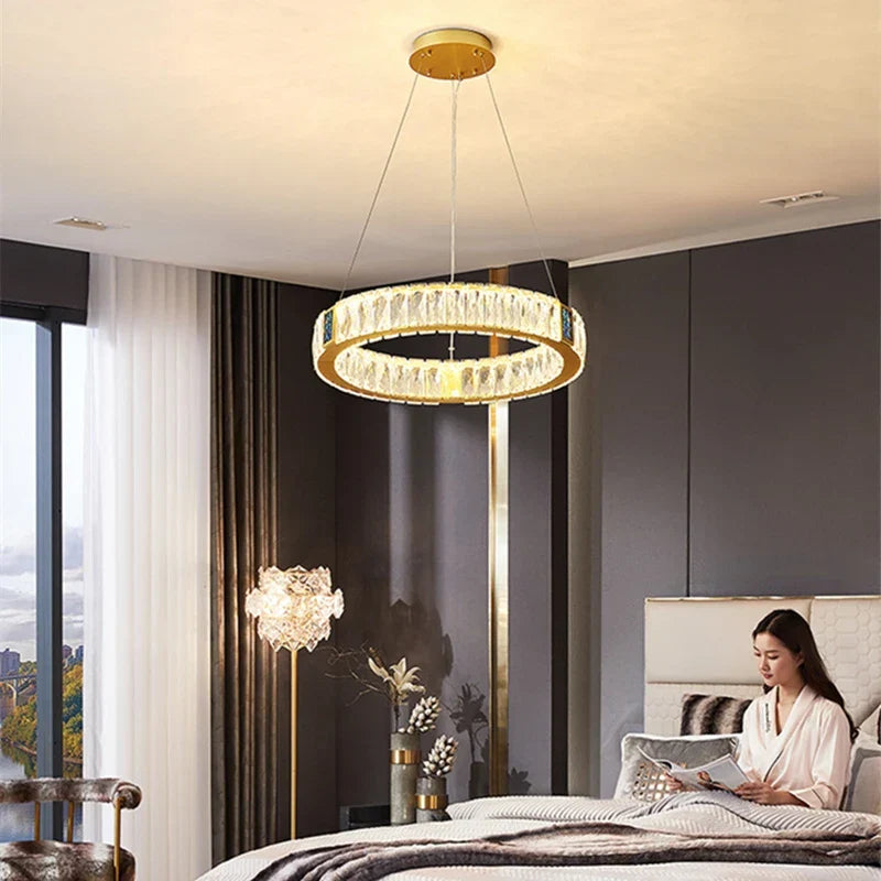 Crystal LED Chandelier for Kitchen Dining Room Duplex Villa Lighting Fixtures