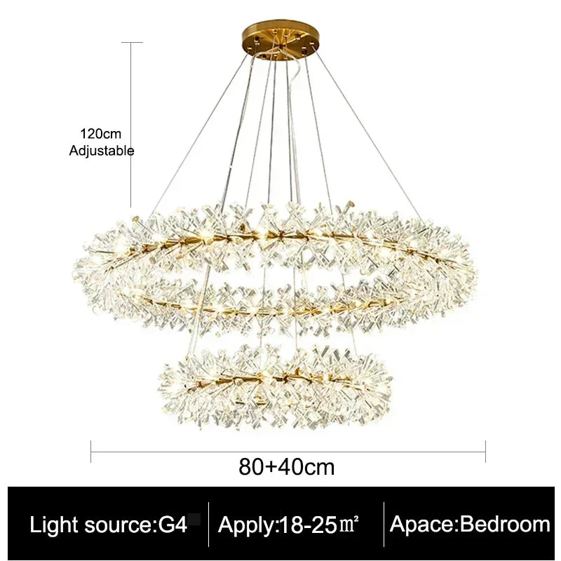 Luxury Crystal Chandelier LED Ceiling Light for Modern Living Room & Bedroom