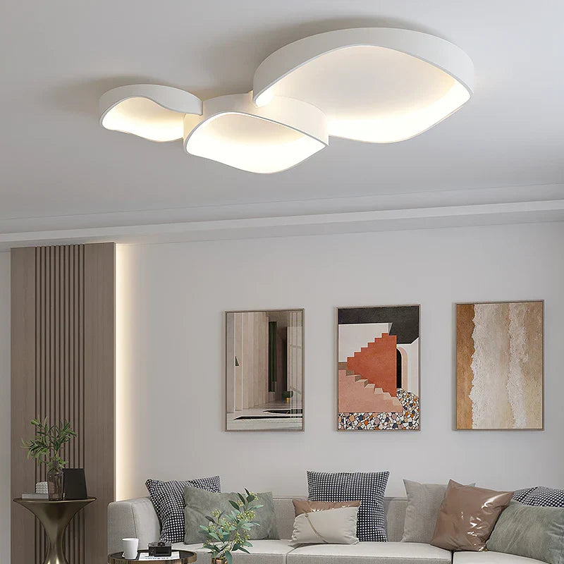 White LED Ceiling Chandelier for Living Room Bedroom with Remote Control