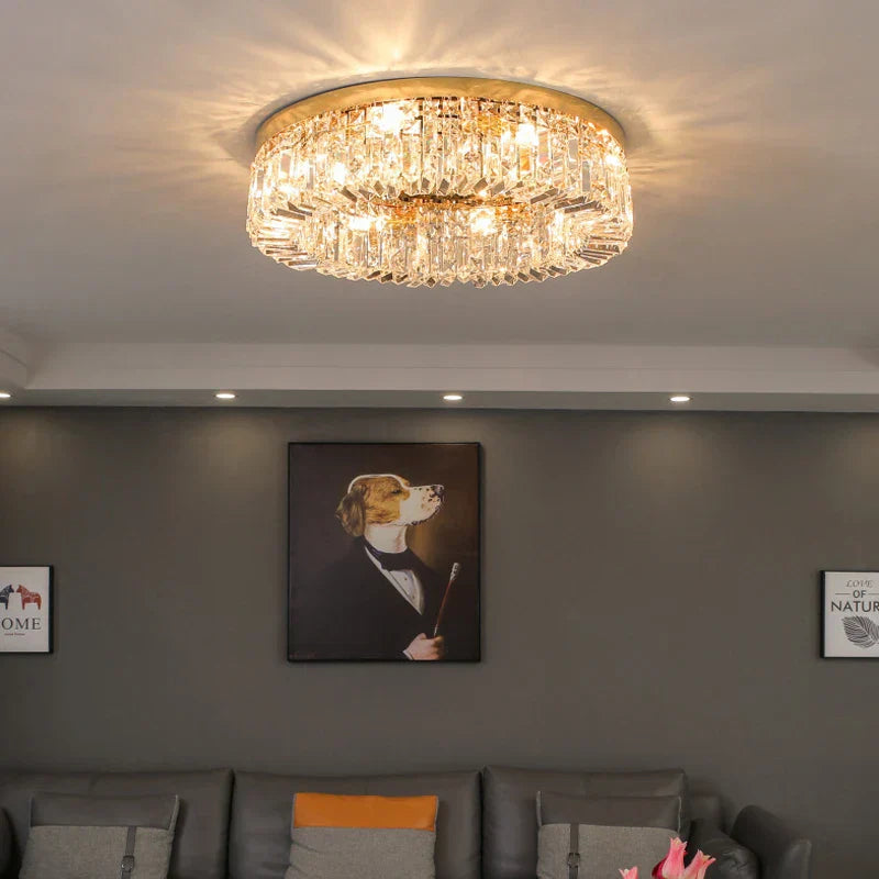 Crystal LED Ceiling Lights: Luxury Lighting Fixture for Living, Dining, Kitchen, and Bedroom
