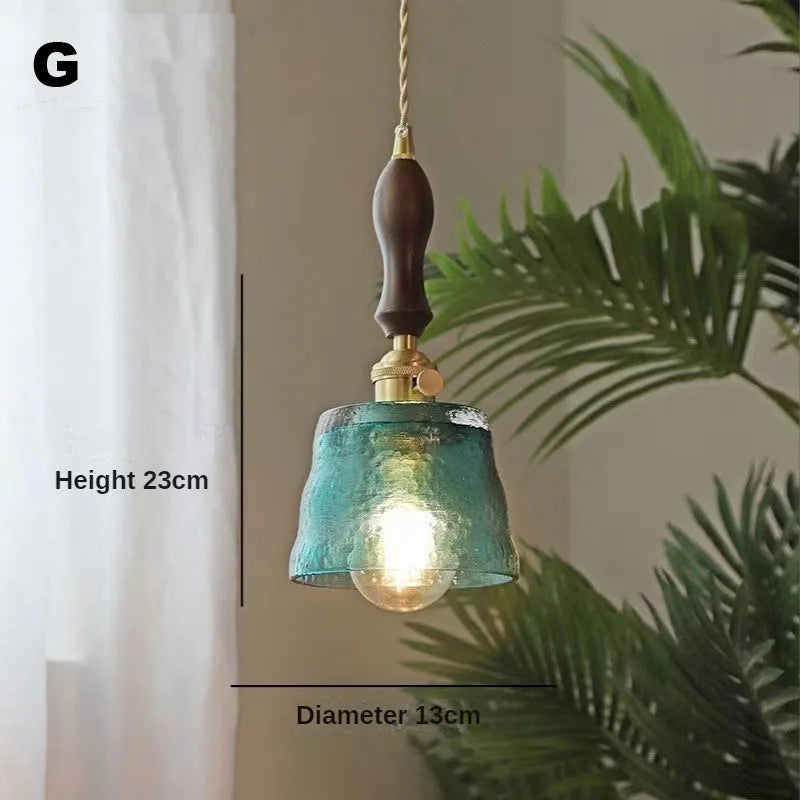 Nordic Wooden Glass Pendant Chandelier for Bedroom Living Dining Room