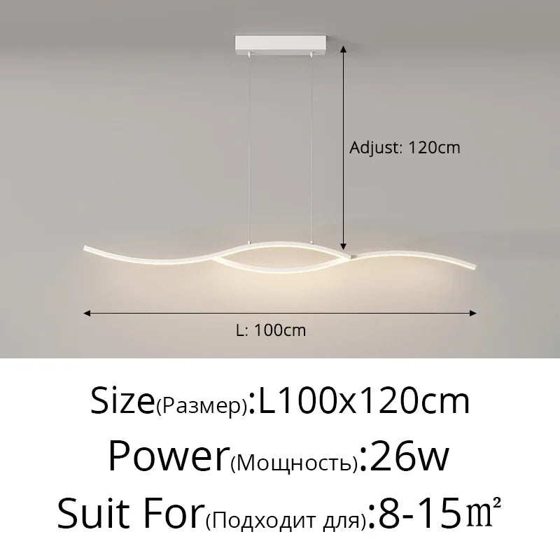 LED Strip Pendant Chandelier for Living Dining Kitchen Island, Minimalist Home Decor Fixture