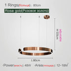 Round LED Chandelier for Dining Room Modern Nordic Living Room Lighting