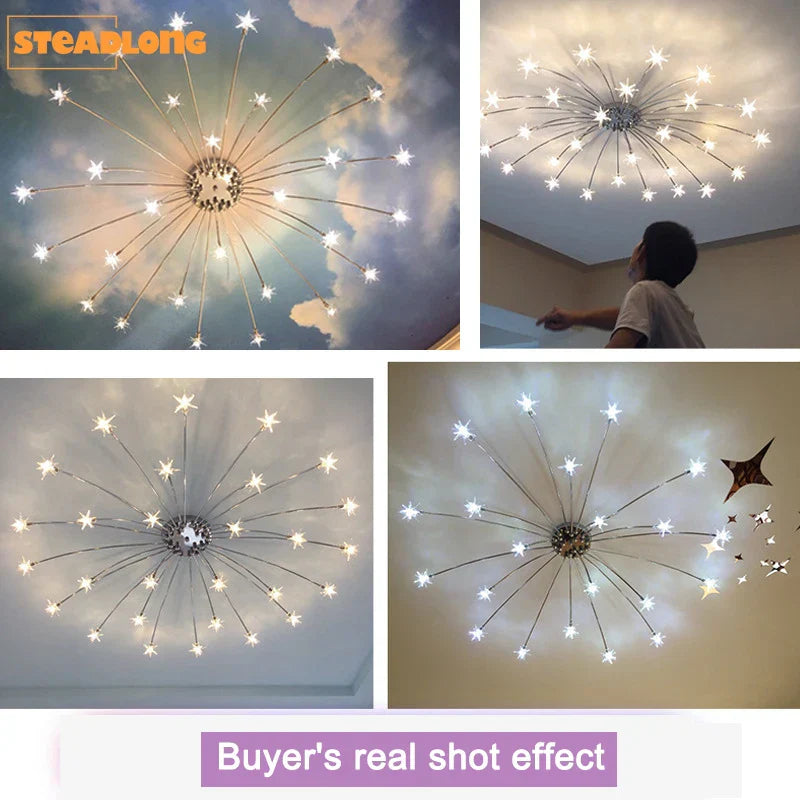 Nordic Sky Star Ceiling Lamps Modern Chandeliers Romantic Bedroom Children's Room Lighting