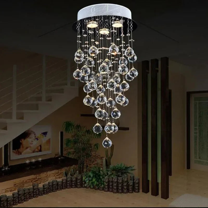 Modern K9 Crystal Chandelier Round LED Hanging Lamps for Living Room