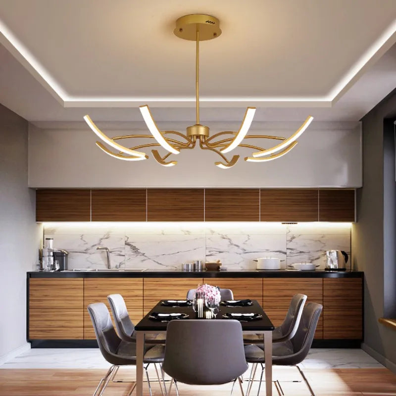 Modern LED Ceiling Chandelier with Remote Control for Living Room - Bedroom Lighting