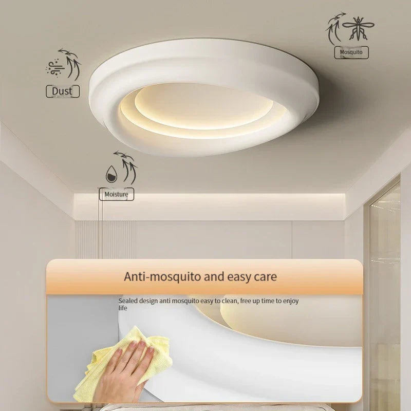 White Round LED Ceiling Light with Remote Control for Bedroom & Living Room