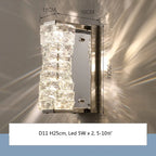 Modern Crystal LED Wall Sconce, Chrome Finish, Dimmable, Indoor Lighting