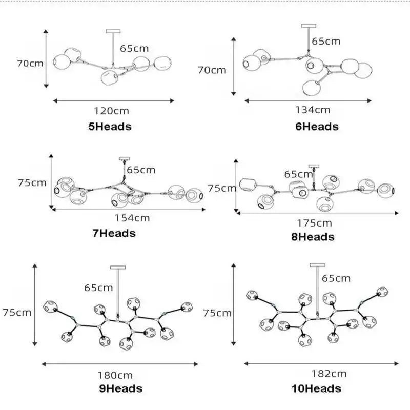 Glass Branch Ceiling Chandelier with Multi Color Lampshades