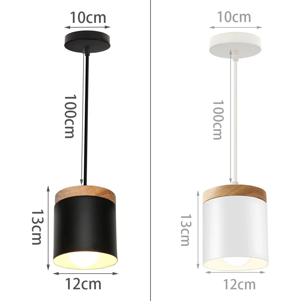 Nordic Modern Wood Pendant Light by - LED E27 Vintage Industrial Fixture for Home