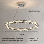 Circle K9 Crystal Pendant Chandelier LED Hall Villa Hanging Light