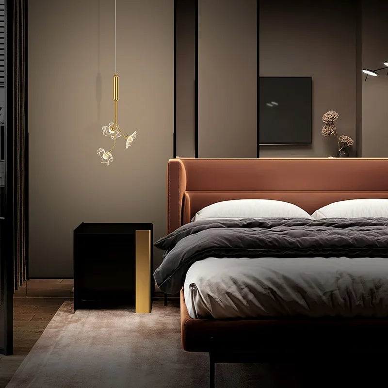 Luxury Copper Acrylic Flower Pendant Light for Home and Cafe Decor