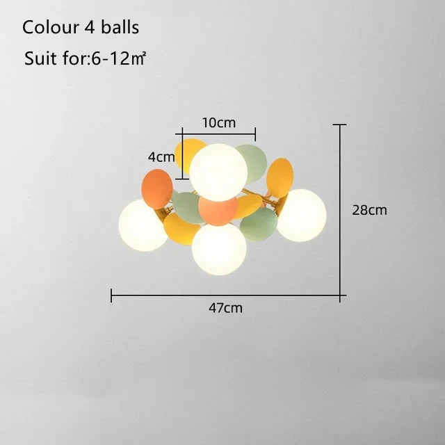 Kids' Room Glass Ball Chandelier, Modern LED Ceiling Light Fixture