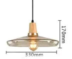 Glass & Wood Pendant Light: Modern Nordic Hanging Lamp for Bar, Table, Dining - Gray Retro Decor