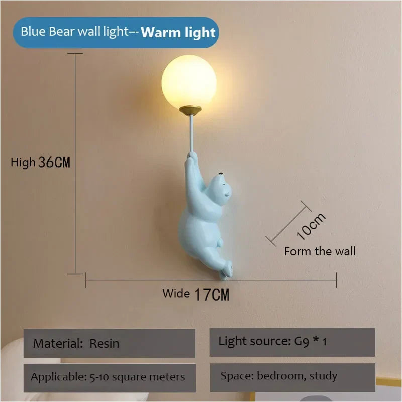 Polar Bear LED Sconce: Creative Wall Lighting for Family Theme Hotel Kid Children Bedroom