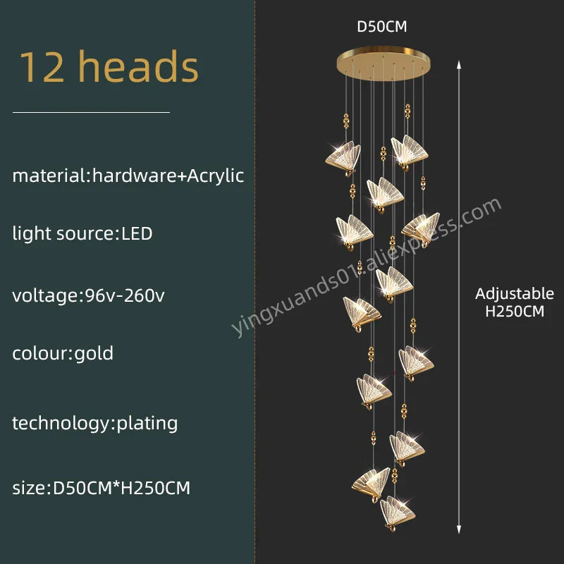 Butterfly Acrylic Chandelier Modern Ceiling Light Pendant Lamp for Living Room