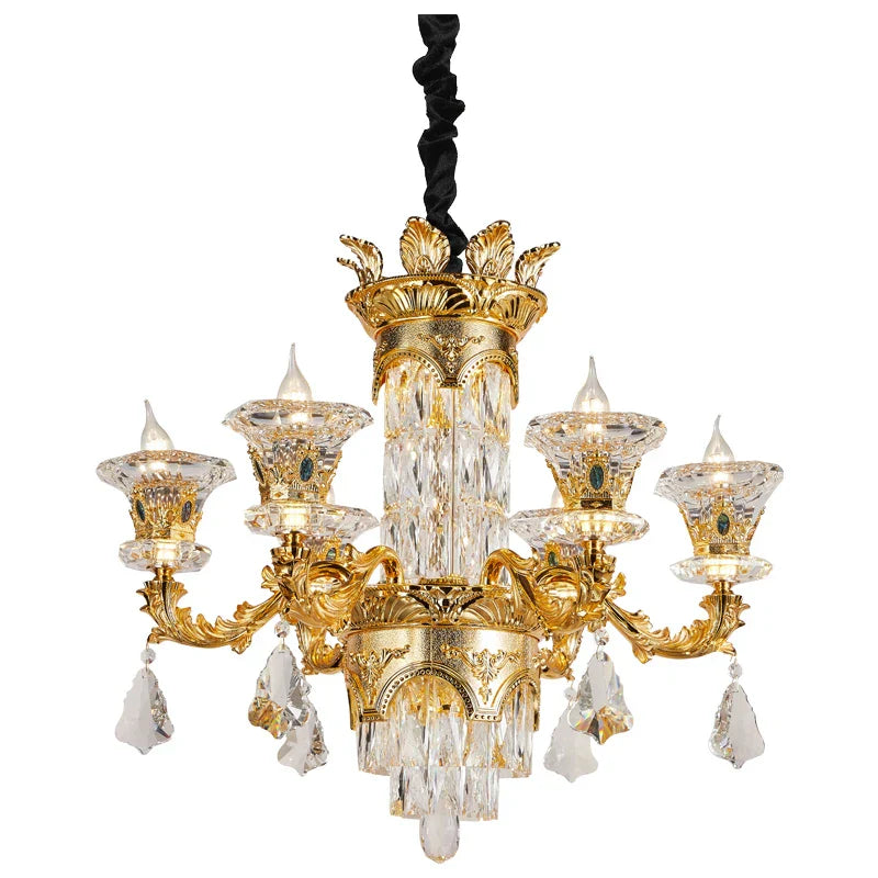 Jade Crystal Chandelier - Elegant European Style Living Room Lighting