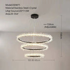 Crystal Pendant Chandelier: Designer LED Lighting for Living Room, Dining Room, Bedroom