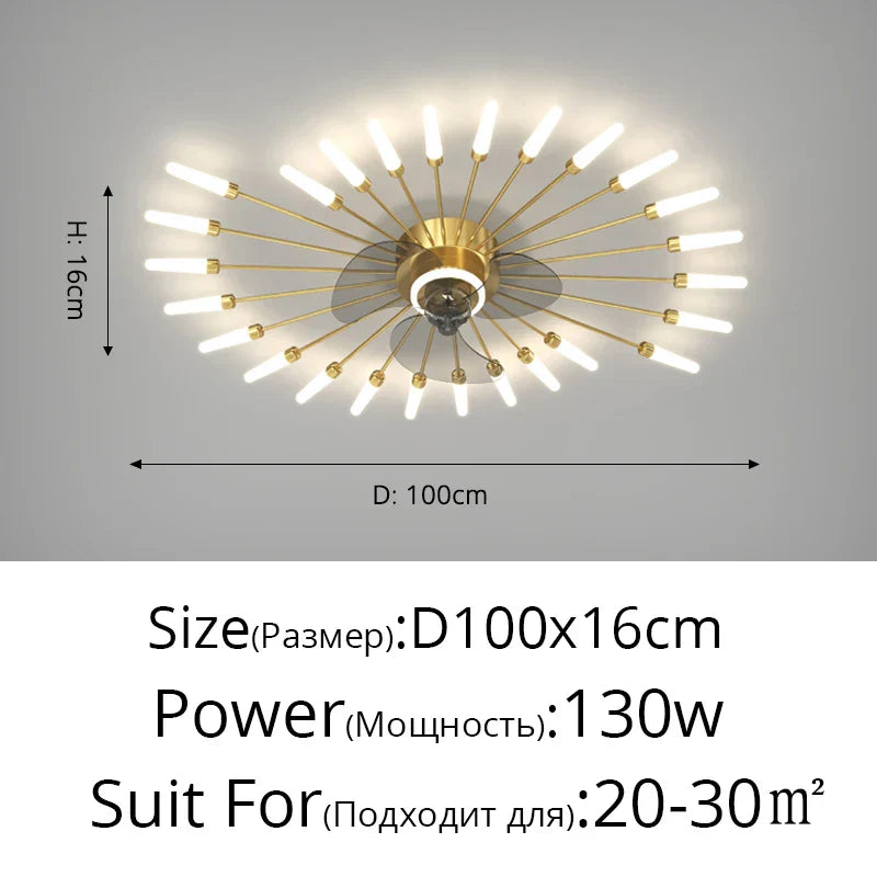 2023 Modern Chandelier Ceiling Fan Lights for Living Room Bedroom Upscale Decor