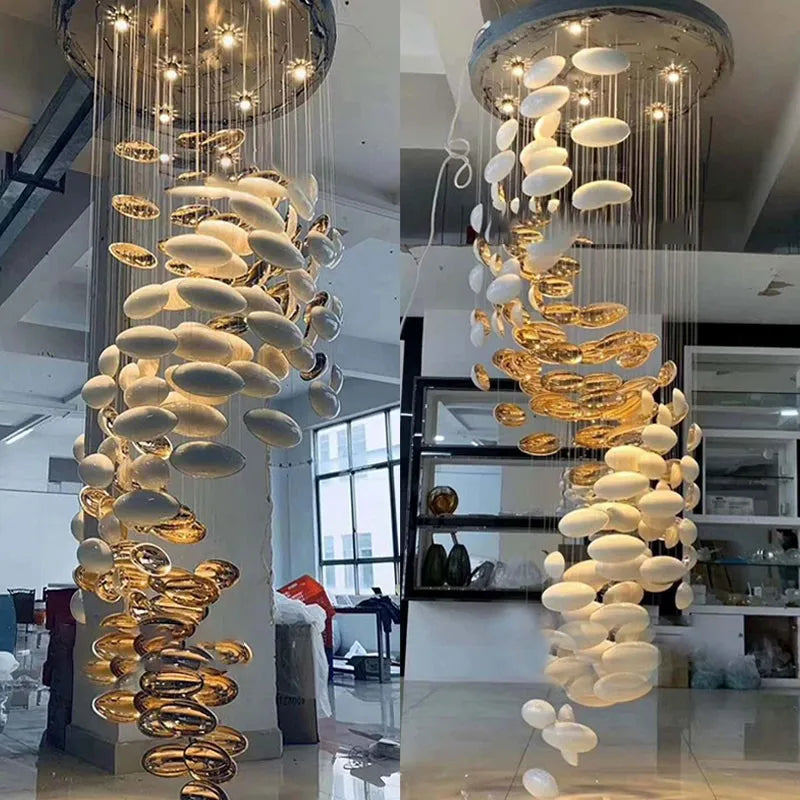 Modern Glass Chandelier for Hotels, Villas & Spiral Staircases