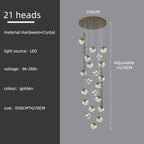 Crystal Modern Chandelier for Living Room Luxury Loft LED Lighting Staircase Chandelier