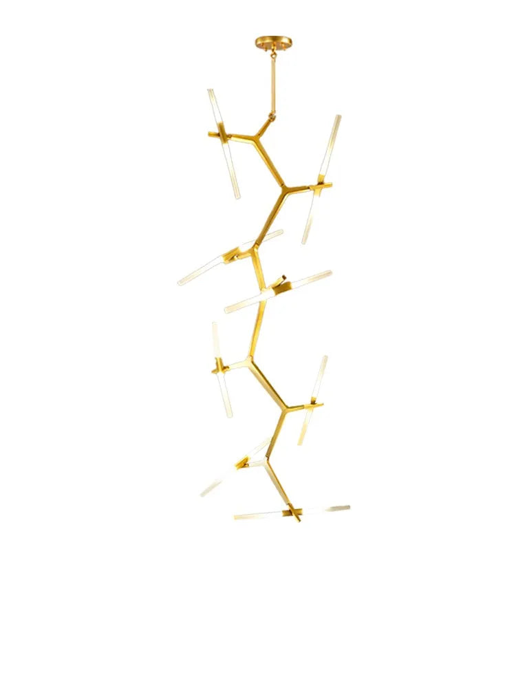 Gold Branch LED Chandelier for Duplex Villa Staircase - Modern Indoor Lighting
