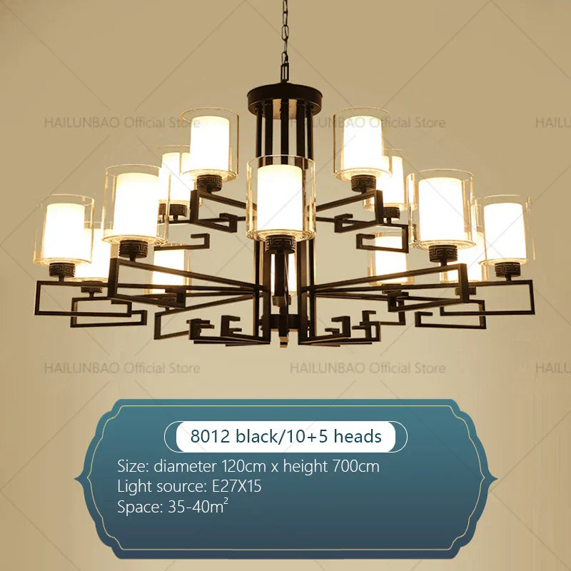 Retro Chinese Chandelier for Living Room Dining Bedroom Modern Villa Duplex