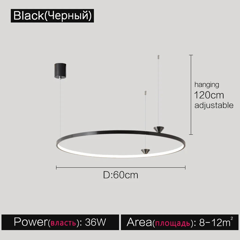 Italian Style Annular Pendant Lamp for Living Room, Dining Room, Bedroom