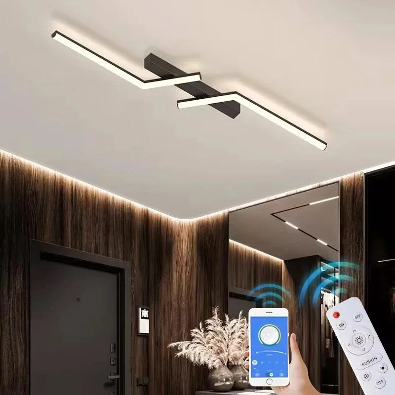 Modern Black LED Ceiling Chandelier for Corridor Bedroom Hallway Dining Room