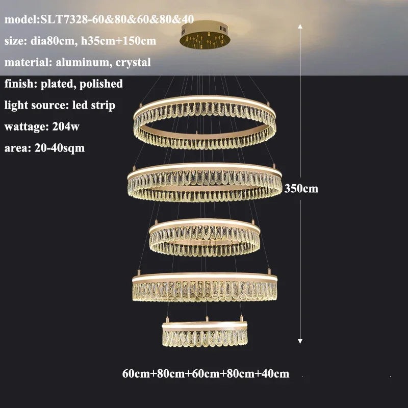 2024 Modern Crystal LED Chandelier for Living & Dining Room Decor