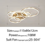 Modern Golden White Ring Chandelier for Living Room, Dimmable LED Ceiling Light