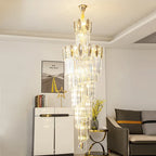 Crystal Chandelier: Modern Minimalist Duplex Living Room Luxury Light
