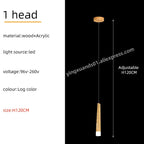 Wooden Chandelier: Modern LED Staircase Hanging Light