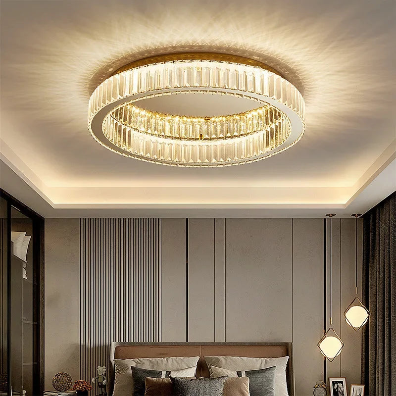 Crystal Circle Chandelier: Modern Nordic LED Ceiling Lamp for Living Room, Bedroom, Study