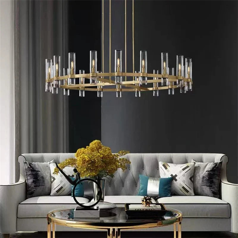 Chrome Glass Chandelier Pendant Lamp LED Lighting Loft Retro Foyer Chandelier