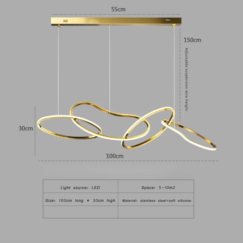 Nordic Chandeliers Dining Room Pendant Lights Ceiling Fixture Ring Lighting