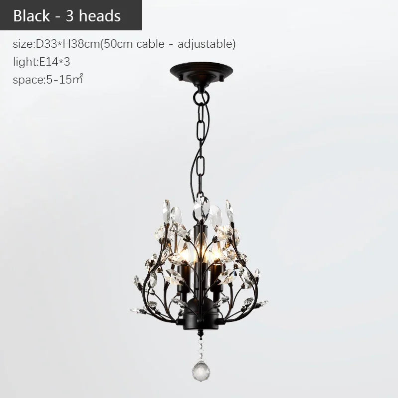 Industrial Crystal Chandelier: Vintage Farmhouse Ceiling Light for Living Room, Dining Room