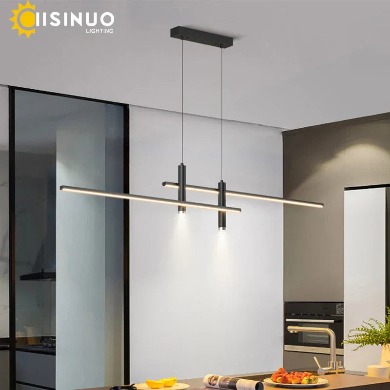 Adjustable LED Pendant Light in Black/Gold for Office Dining Living Room