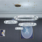 Luxury Steel Crystal Chandelier Dimmable LED Pendant Lights with Remote Control