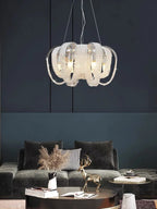 Tassel Crystal LED Chandelier: Nordic Style Round Pendant Lamp for Modern Home Decor