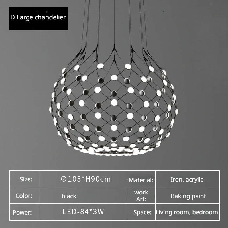 Mesh Ceiling Chandelier: Industrial Living Room Pendant Light for Home Decor